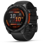 Garmin 010-02904-09 fēnix 8 47 mm AMOLED 全方位戶外進階GPS智慧腕錶 (岩灰白鋼錶圈/ 黑色矽膠錶錶帶)